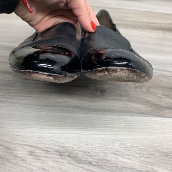 AGL Black Leather Patent Leather CapToe Ballet Flats Shoes Women Size 39 US 9 - Picture 6 of 13